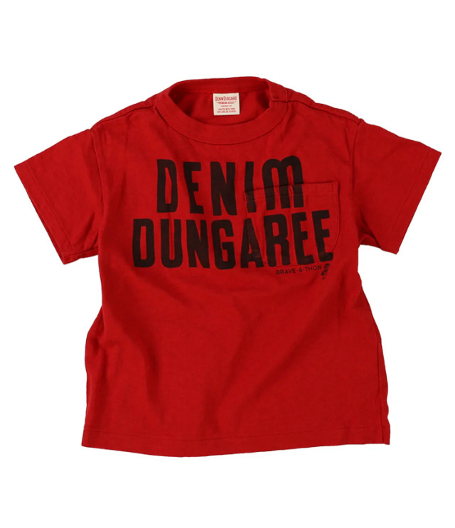 DENIM DUNGAREE　天竺 DD PENNIE  TEE　ダークレッド （105～125センチ）  22620405