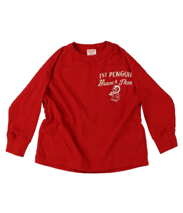 DENIM DUNGAREE　天竺 ワッペン PENNIE TEE　ダークレッド（105～125センチ）  22620410