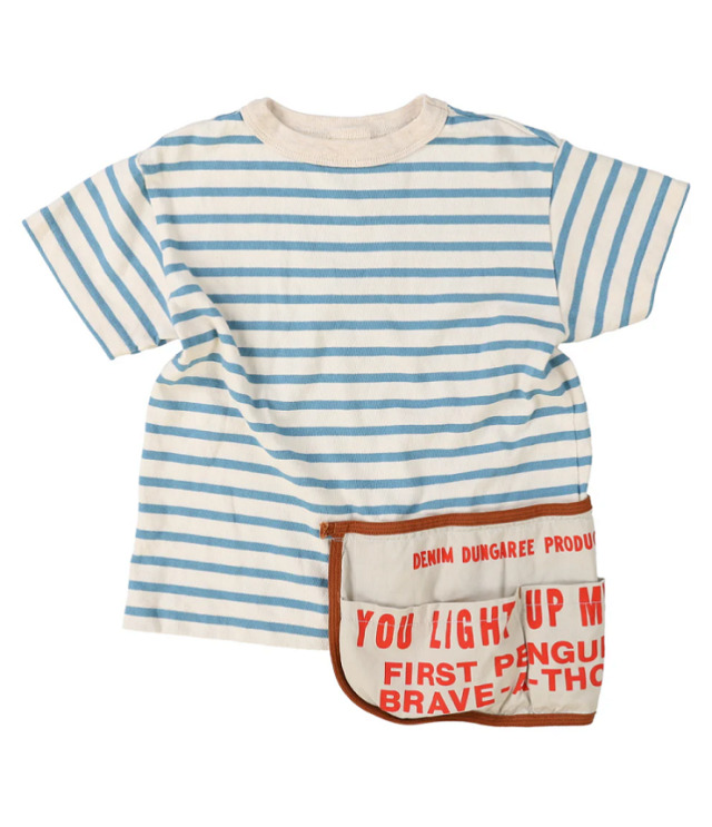 DENIM DUNGAREE　ボーダー 天竺 BARKYS  エプロン付き TEE　ホワイト（レディース）  22620433