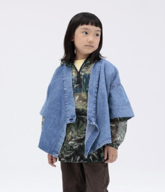 【50%OFF】ARCH&LINE　LIGHT DENIM SAMUE ライトデニム 作務衣 甚平　オーシャン（100～135センチ）