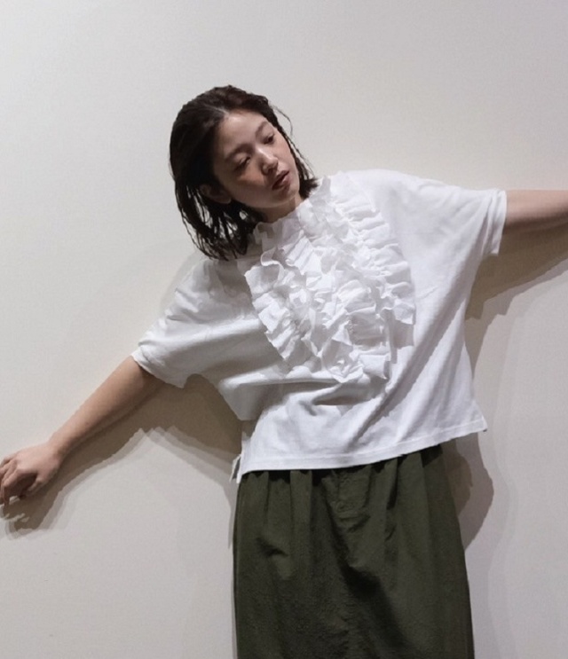 vent blanc 40/2コーマ天竺 ドルマンフリル プルオーバー(オフホワイト)VC261850