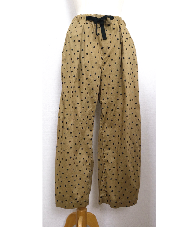 vent blanc 80ローン ランダム ボルカドット セミワイド パンツ(キャメル×ブラック)VBP261512
