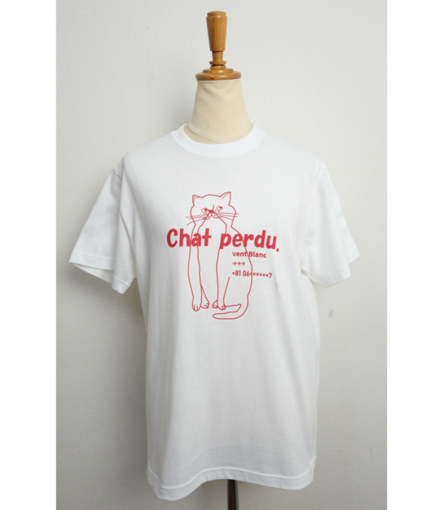 vent blanc　“Chat perdu” PRINT-TEE（オフホワイト/レッド）VC261835