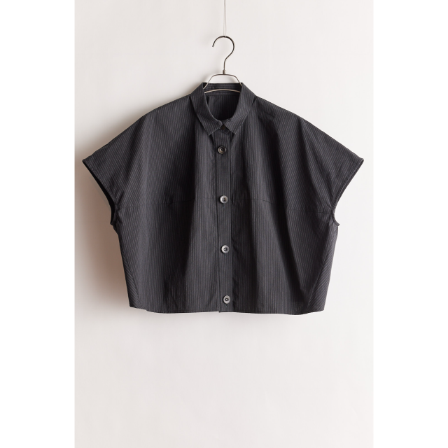 STELLA CIFFON　Natural Ripple Voil stripe Shirts（ブラック） ST2-26406