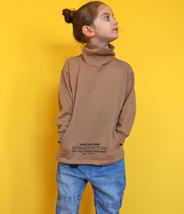 【50%OFF】GROOVY COLORS　裏毛 SF タートルネック スウェット　ベージュ（100センチ）