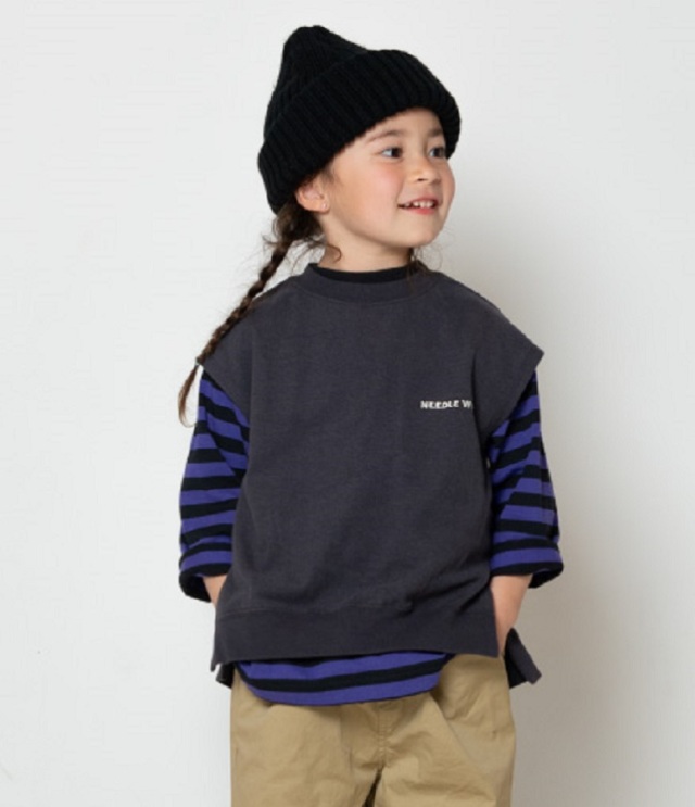 【50%OFF】NEEDLE WORKS　肉厚天竺 BIGベスト　ブラック（110センチ）　#NEEDLE WORKS_OFFICIAL TEAM_NEWO