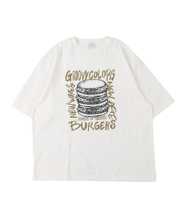 GROOVY COLORS　天竺 GRAFFITI BURGER Tシャツ　ブラック（ホワイト） 42620428  #165センチ以上