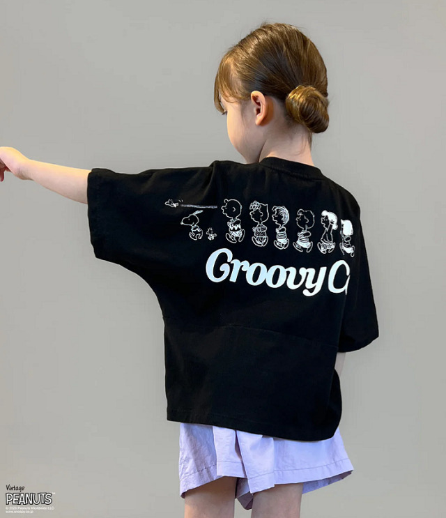 GROOVY COLORS　天竺 SNOOPY ALL STAR ワイドシルエット  Tシャツ　ブラック（165センチ） 42621471  #165センチ以上