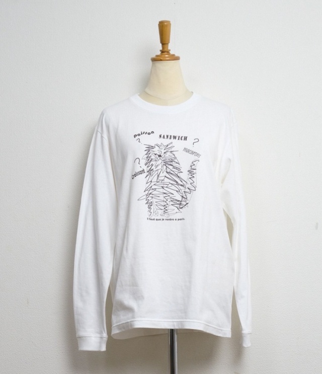 vent blanc　5.6OZ “Chant design” ロングプリントTシャツ（オフホワイト）VC263866