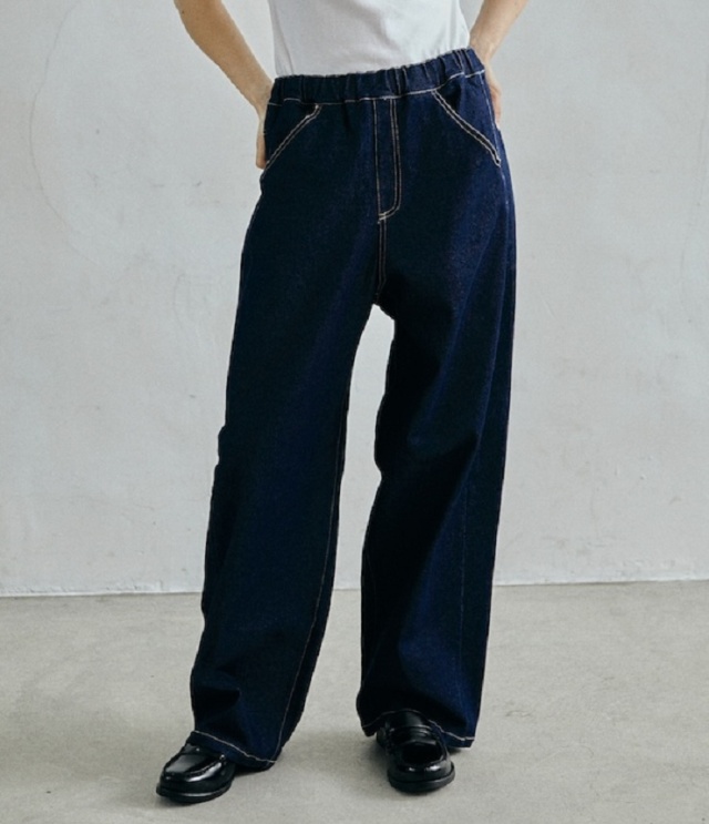 UNDENY　ワイドワークデニムパンツ（ネイビー）  716204  #デイリーパンツ #大人のデニム
