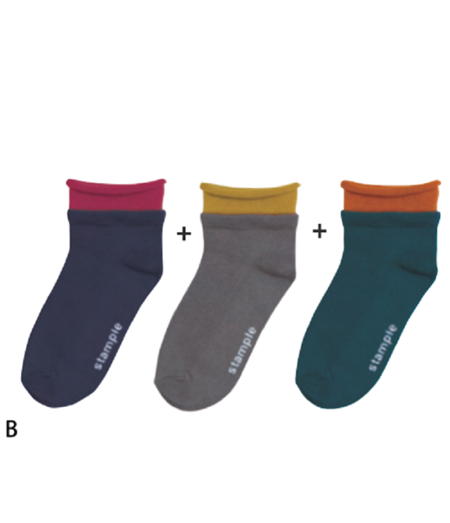 stample  レイヤード風ショートソックス3足組　Ｂ（16～18センチ）
