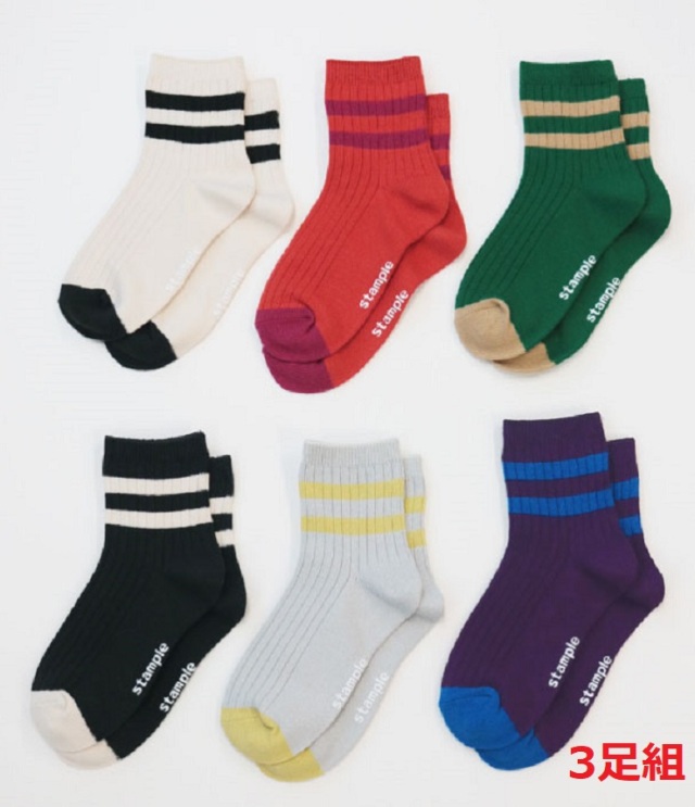 stample  ライン ショートソックス3足組（22～25センチ）