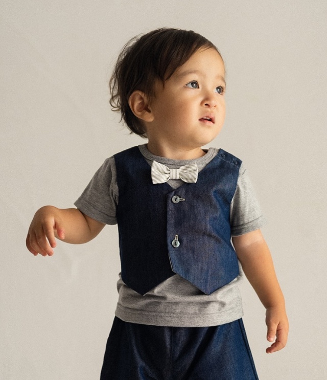 【40%OFF】WHIP CREAM 　テンセル ベスト付 トップス　ネイビー（90～100センチ） #WHIP CREAM_Creme Chantilly