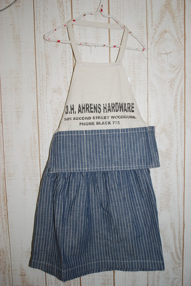 【80%OFF】touffe　エプロン付ストライプスカート　コン（100、110センチ）