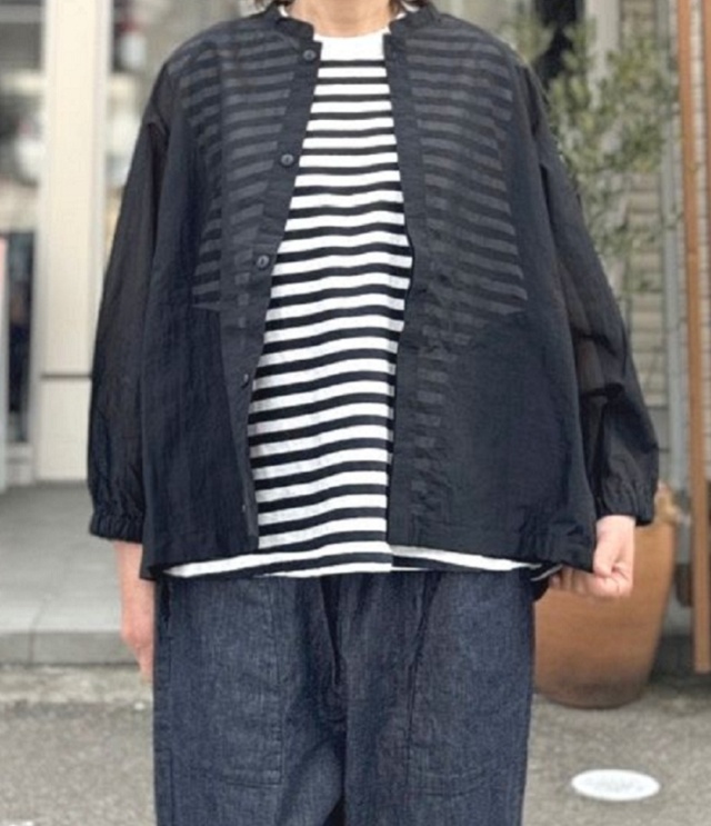 prit　ナイロンシアーペーパー リップストップ 裾ヒモ コクーン ブルゾン（クロ） P82600