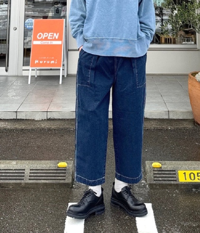 ESTROISLOSE　インディゴダイ リップストップ タックパンツ（インディゴ）EB25424