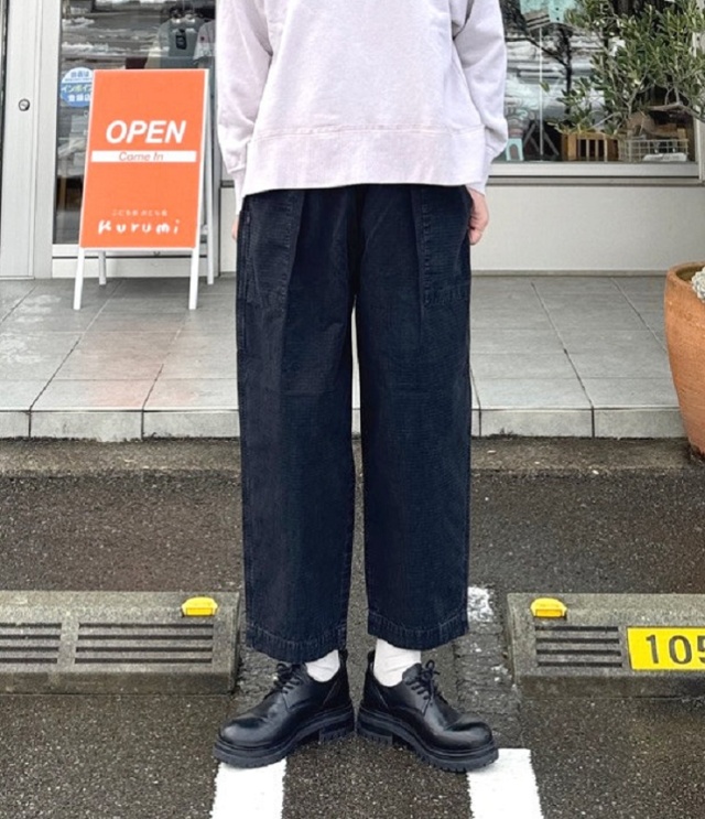 ESTROISLOSE　インディゴダイ リップストップ タックパンツ（ブラック）EB25424