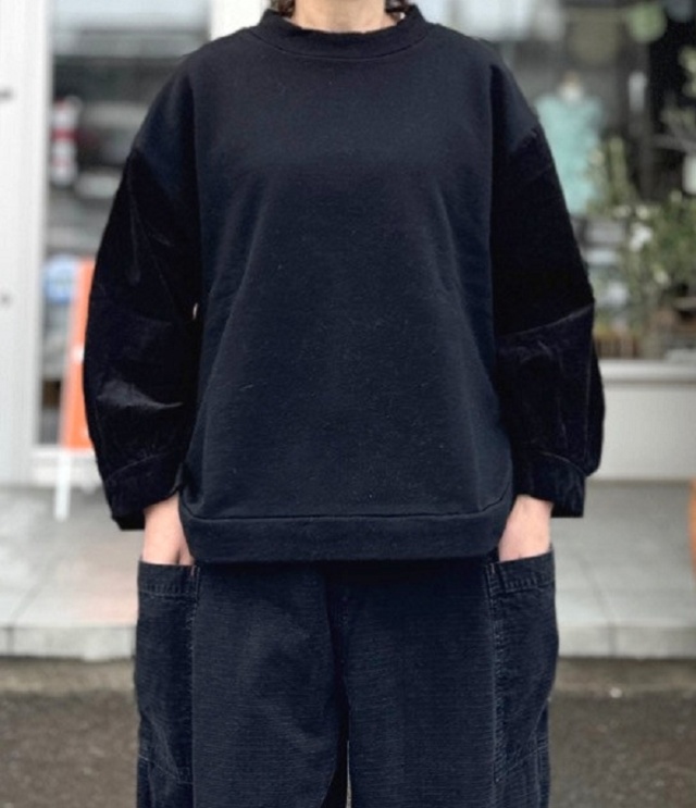 【20%OFF】Sabbatum　ソフトモダン裏毛/シャツコール バイファブリック プルオーバー（ブラック） SA-36308