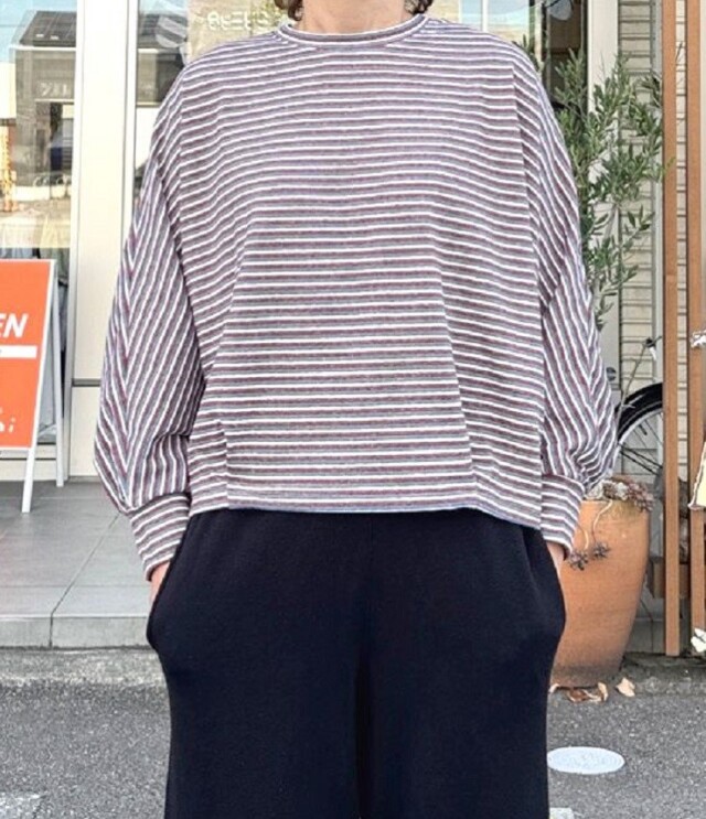 chloro sister  マルチボーダー ドルマン プルオーバー（レッド） CS6361  #chloro sister_toujours ensemble