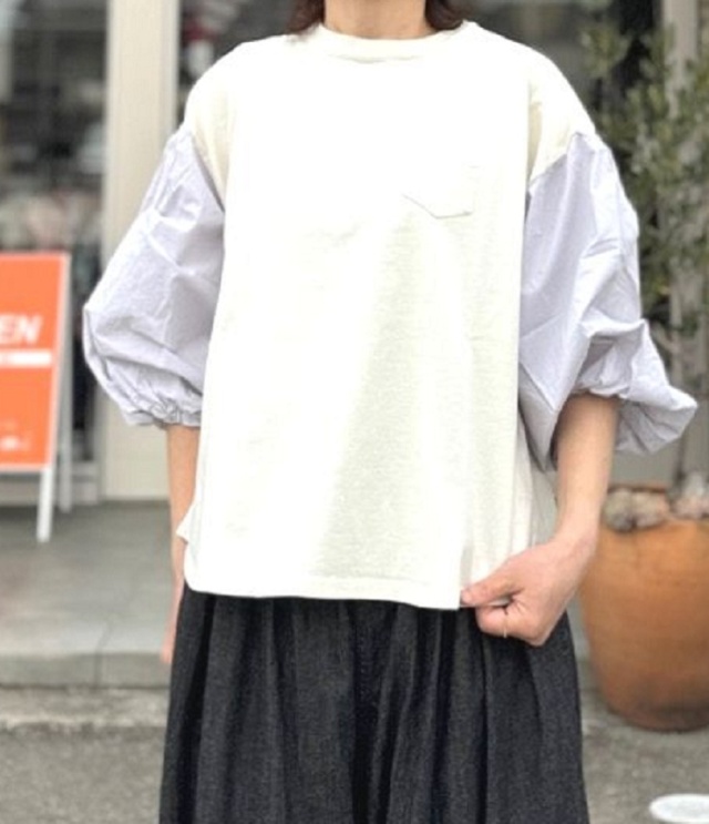 BLUE LAKE MARKET　バイファブリック バルーンスリーブ Tee（アイボリー） B-522010