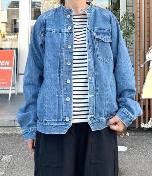 VENT BLAND+　【定番】12ozデニム スタンダード カラー ジャケット（ブリーチ） ユニセックス  amv-3224