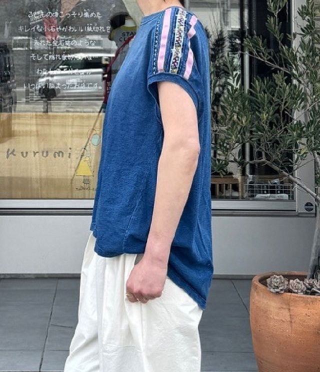 【30%OFF】Go To Hollywood　ビンテージ風 チロリアンテープ 使い ノースリーブ TEE　ネイビー（レディース） 32520408