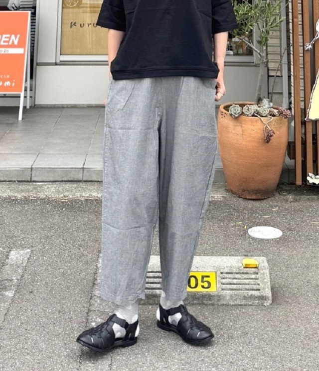 BLUE LAKE MARKET　オーガニックチェック スラッシュPK イージーパンツ（グレンチェック） B-508007