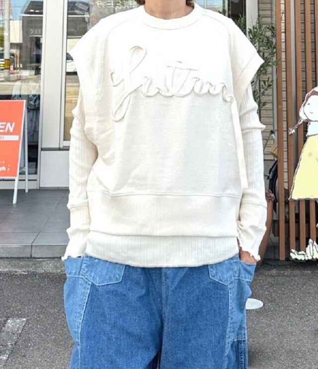 ESTROISLOSE　ミリーコットン テープ刺繍 ベスト（キナリ） EC25316