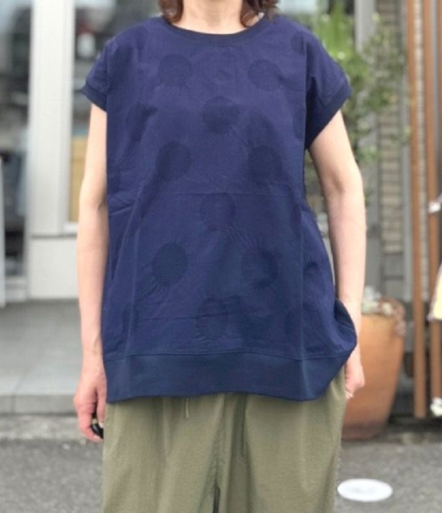 BLUE LAKE MARKET　C/L ドットジャガード プルオーバー（ネイビー） B-521045