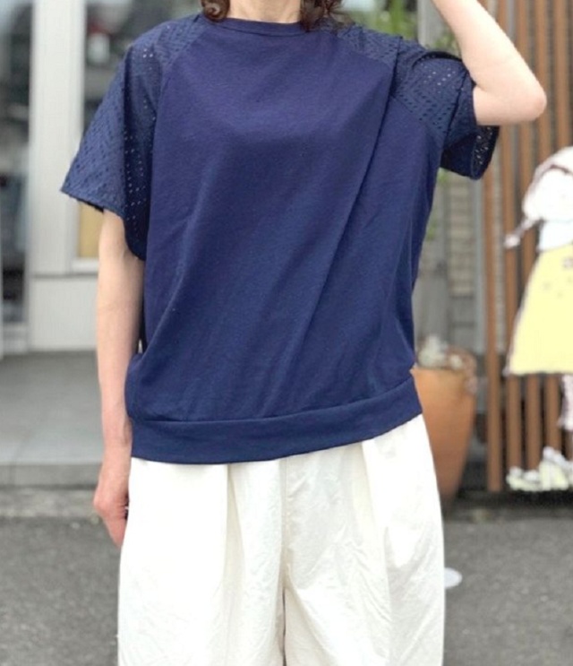 chloro sister  ネップ天竺 ラグランスリーブ（ネイビー） CS4479  #chloro sister_toujours ensemble