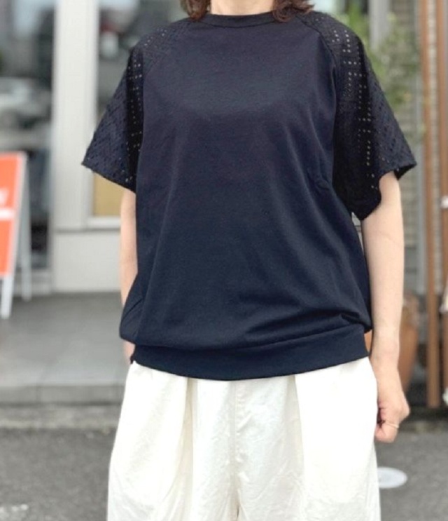 chloro sister  ネップ天竺 ラグランスリーブ（ブラック） CS4479  #chloro sister_toujours ensemble