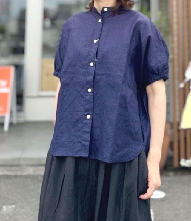 chloro sister  フレンチリネン オーバルシャツ（ネイビー） CS4470 #chloro sister_toujours ensemble