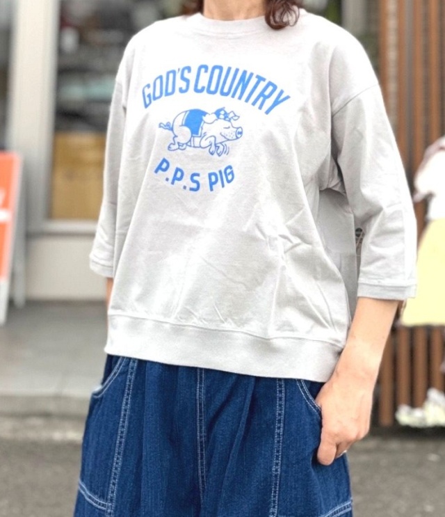 PACIFIC PARK STORE  17/1BD天竺 プリント リブ  Tee “GOD'S COUNTRY”（グレー） PPS-28283  #PACIFIC PARK STORE_7th GATE