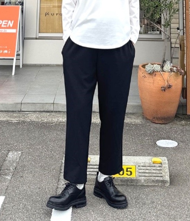 prit  30/2ツイルストレッチ 裏起毛 テーパード イージーパンツ(クロ) P70621