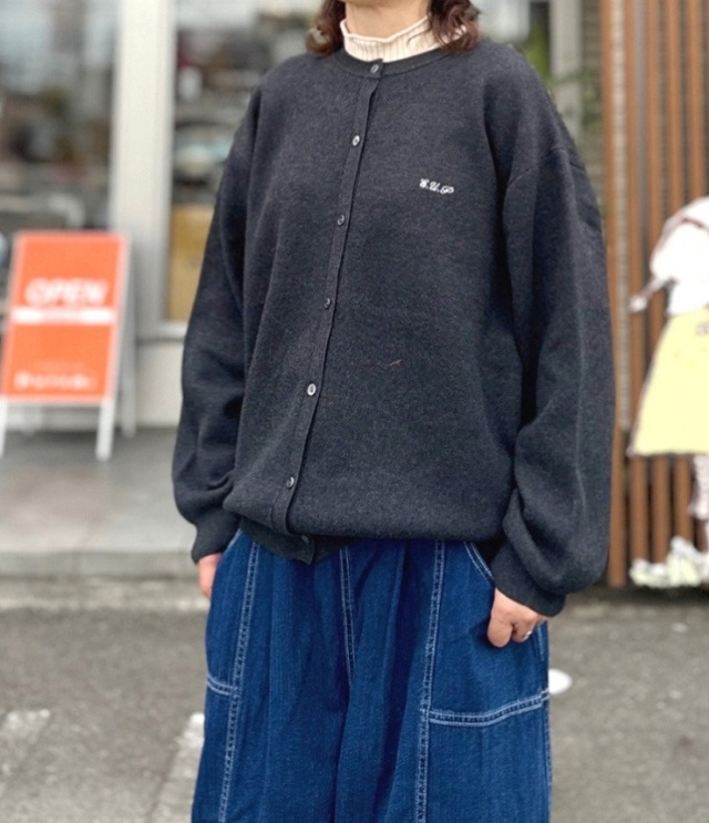 euphoric　Cotton Knit Cardigan  コットン ニット カーディガン（チャコール） EU-KN6312 #洗えるニット