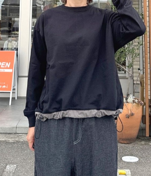 BLUE LAKE MARKET バイファブリック ドロスト プルオーバー(ブラック) B-512023