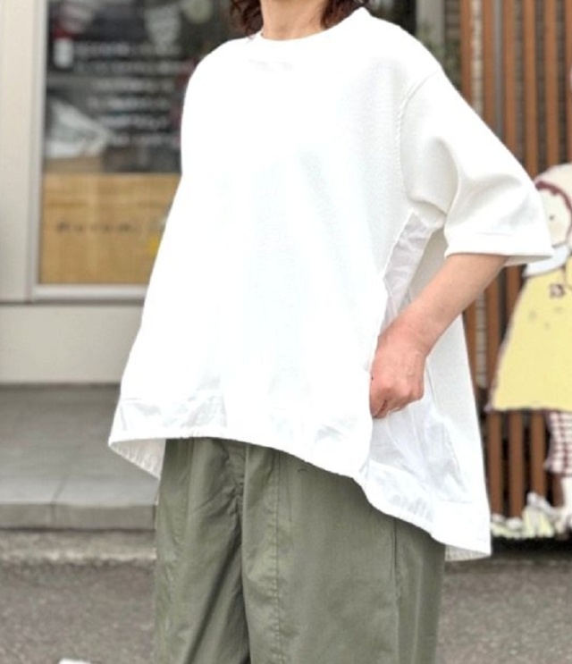 vent blanc 18/1ワッフル×ブロード コンビデザイン プルオーバー(オフホワイト)VC261836