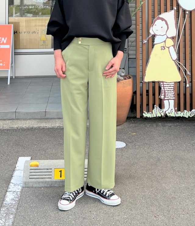 【50%OFF】DONEEYU  ニットジョーゼットワイドパンツ（ピスタチオ）