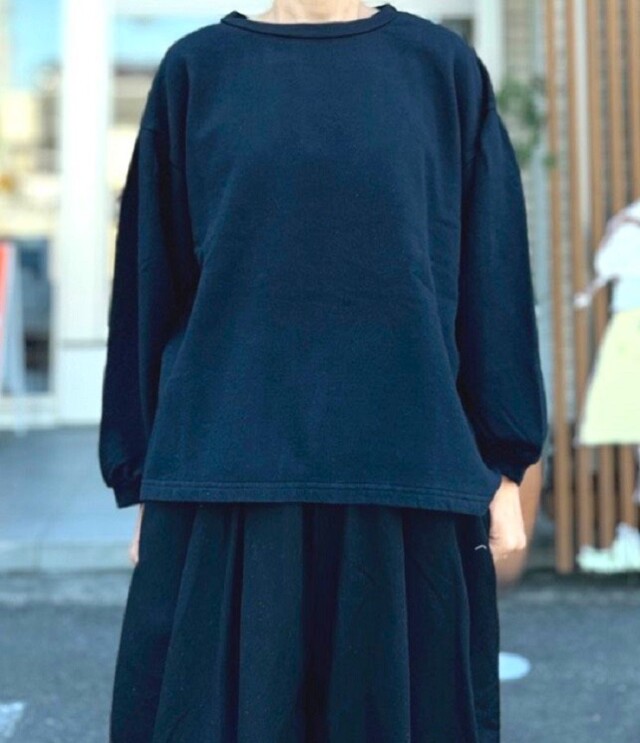 【40%OFF】SETTEN　セントラル裏毛 タックスリーブ プルオーバー（ブラック）