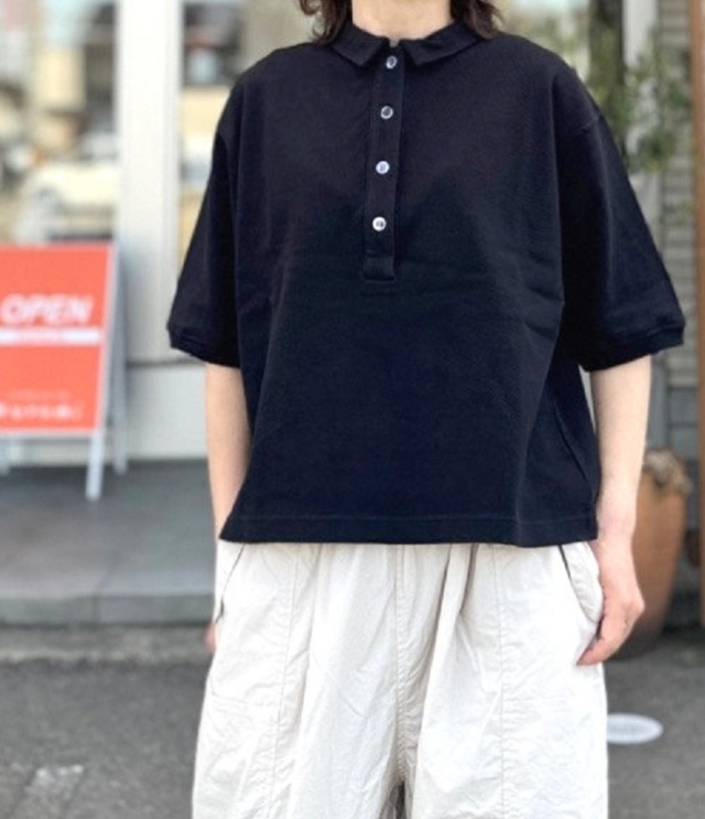 BLUE LAKE MARKET　CD30/1カノコ ポロシャツ（ブラック） B-521005