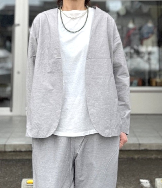 prit　綿麻ストレッチ トッパー ジャケット（グレー） P81633 #オケージョン