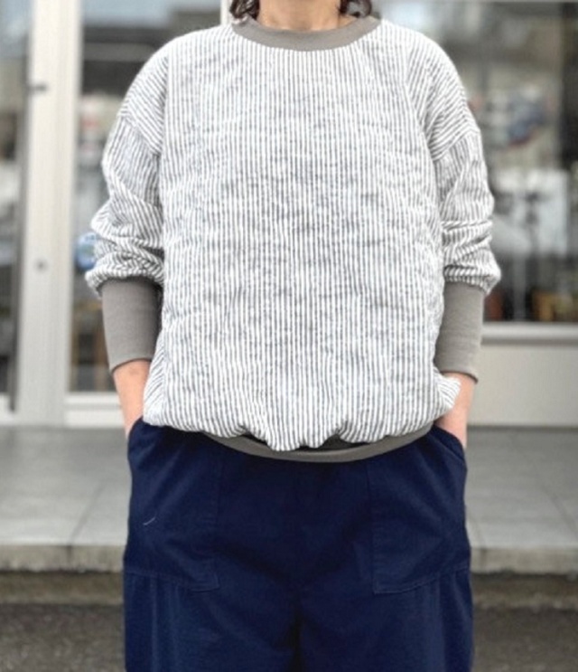 toujours ensemble   長袖クルーネック ブラウジング プルオーバー（ストライプグレー） TJ1437 #chloro sister_toujours ensemble