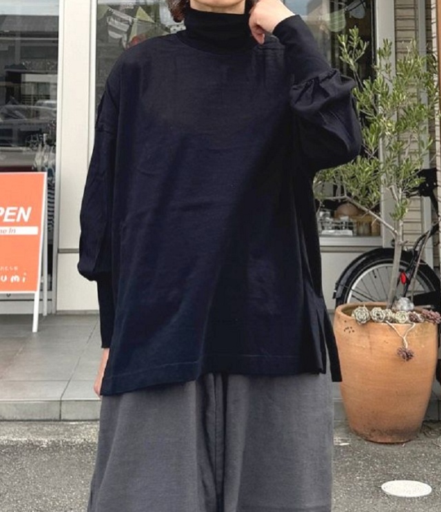 【20%OFF】prit　40/2天竺 タートルネック ビッグ プルオーバー（クロ） P90642