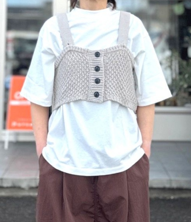 euphoric　Cotton 2way Knit Bustier コットン 2way ニット ビスチェ（ライトグレー）EU-KN5411