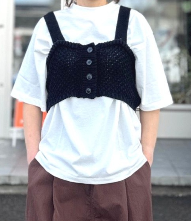 euphoric　Cotton 2way Knit Bustier コットン 2way ニット ビスチェ（ブラック）EU-KN5411
