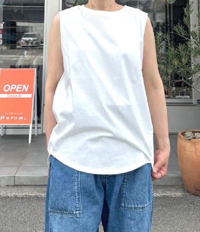 【20%OFF】mao made　いつもの ラウンドヘム ノースリーブ TEE（オフ） 521205