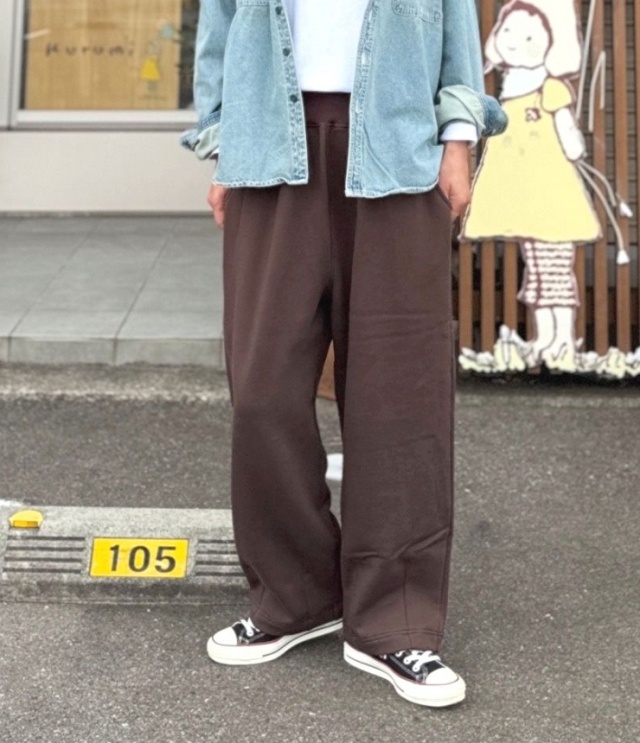 toujours ensemble   30/10セントラルタンブラー起毛 ウエストリブ ペグトップパンツ（ブラウン） TJ7517 #chloro sister_toujours ensemble