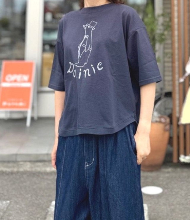 PACIFIC PARK STORE  17/1BD天竺 ヘムラウンド プリント Tee “DoMinie”（チャコール） PPS-28276  #PACIFIC PARK STORE_7th GATE
