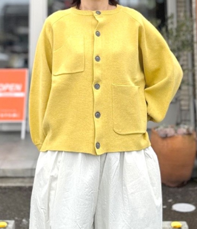 ESTROISLOSE コットンミラノリブ カーディガン(イエロー) EK24102