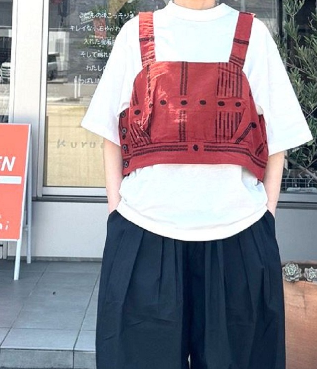 【20%OFF】ESTROISLOSE　コットンリネン ジャガード ストライプ ビスチェ（ブリック）EB25222